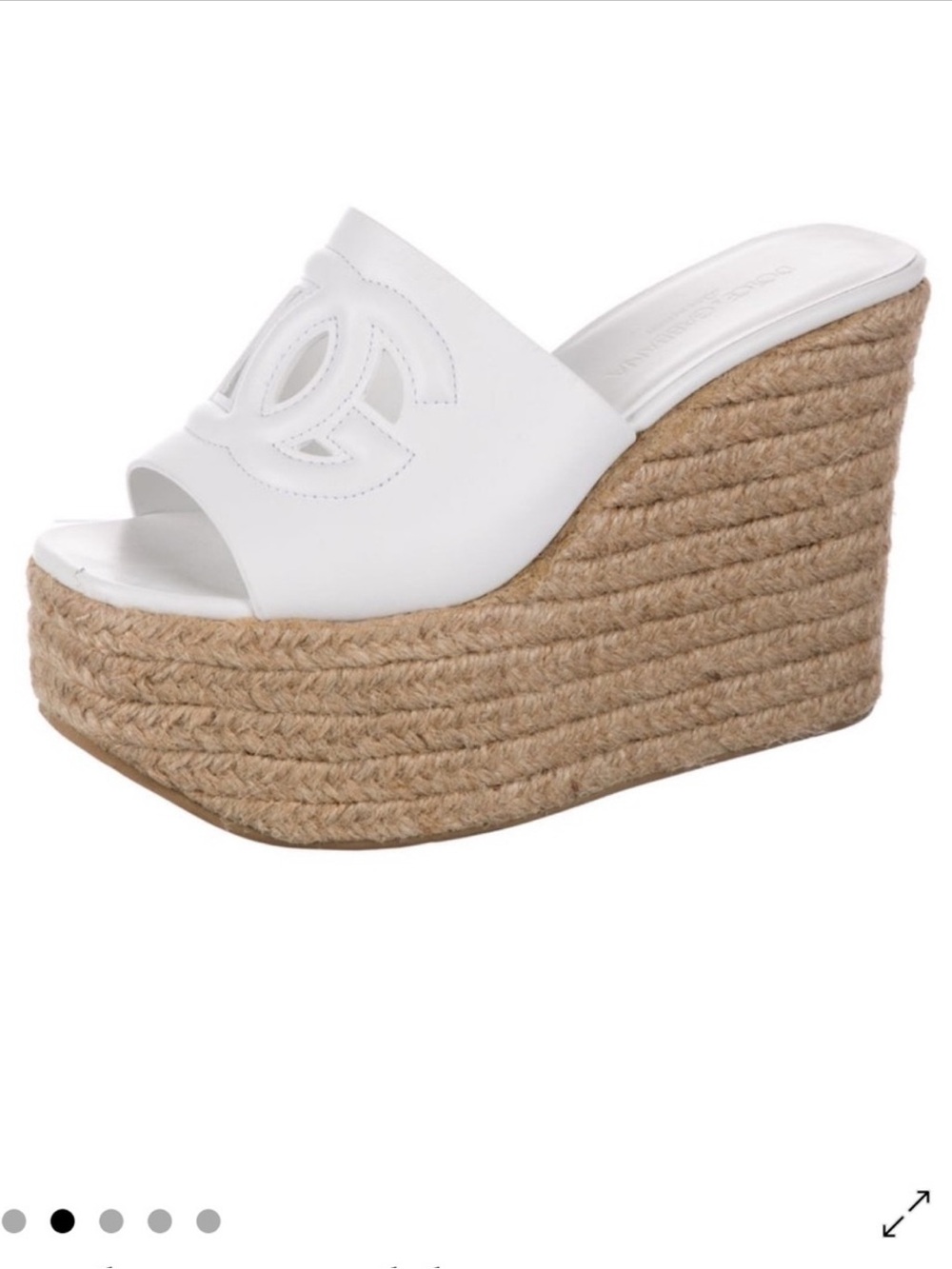 Dolce & Gabbana White Leather and Jute Platform Slides Size